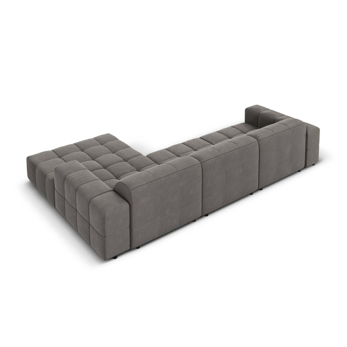Cosmopolitan Design Chicago Hoekbank met Chaise Longue Rechts - Velvet - Grijs