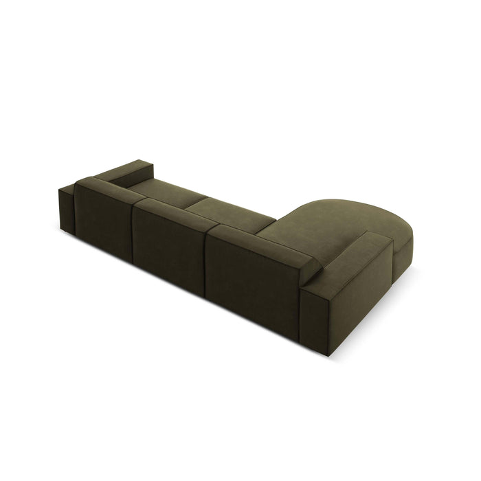 Micadoni Jodie Hoekbank Links Afgerond 4-zits - Fluweel - Mosgroen