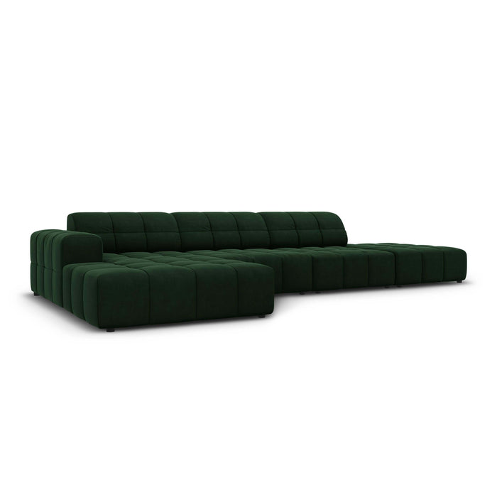Cosmopolitan Design Chicago Hoekbank met Chaise Longue Links - Rechts Open - Velvet - Flessengroen