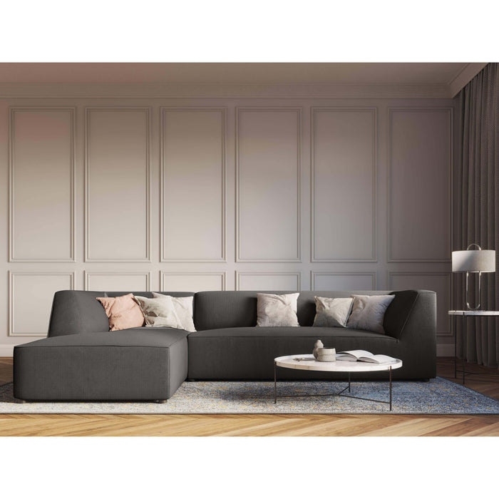 Windsor & Co Sao Hoekbank met Chaise Longue Links - 4-zits - Ribstof - Donkergrijs