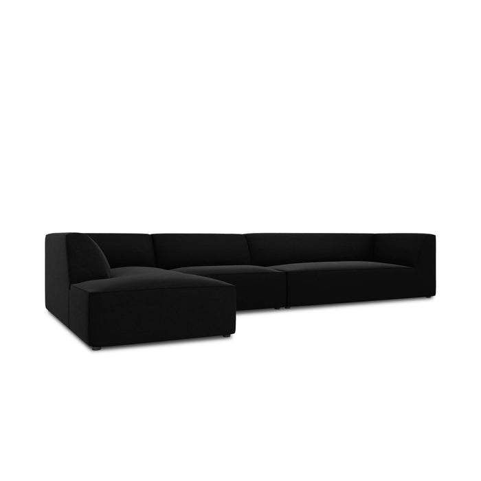 Windsor & Co Sao Hoekbank met Chaise Longue Links - 5-zits - Velvet - Zwart