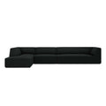 Windsor & Co Sao Hoekbank met Chaise Longue Links - 5-zits - Ribstof - Zwart