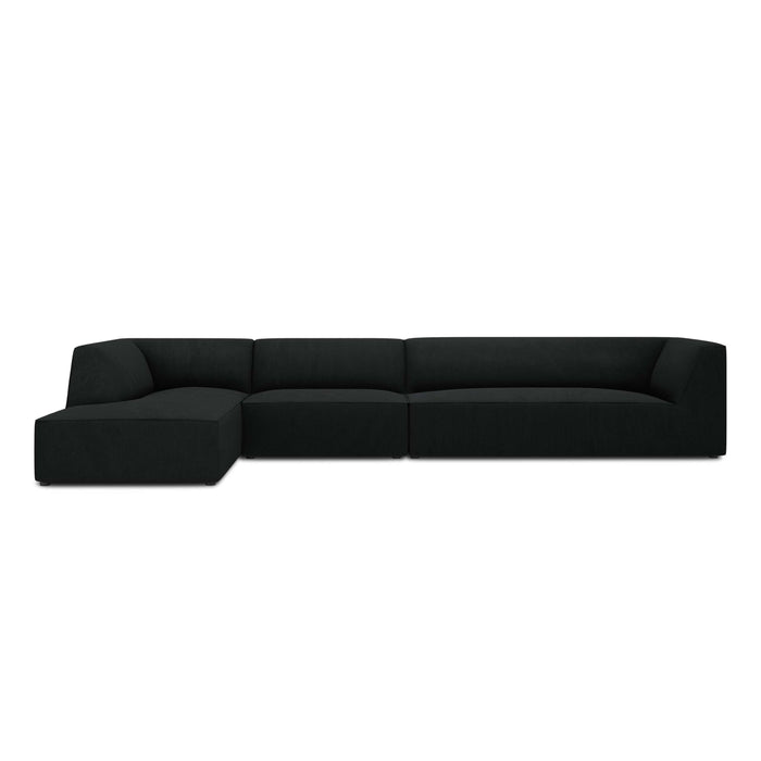 Windsor & Co Sao Hoekbank met Chaise Longue Links - 5-zits - Ribstof - Zwart