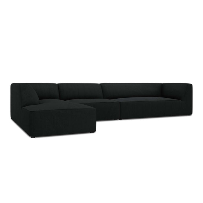 Windsor & Co Sao Hoekbank met Chaise Longue Links - 5-zits - Ribstof - Zwart