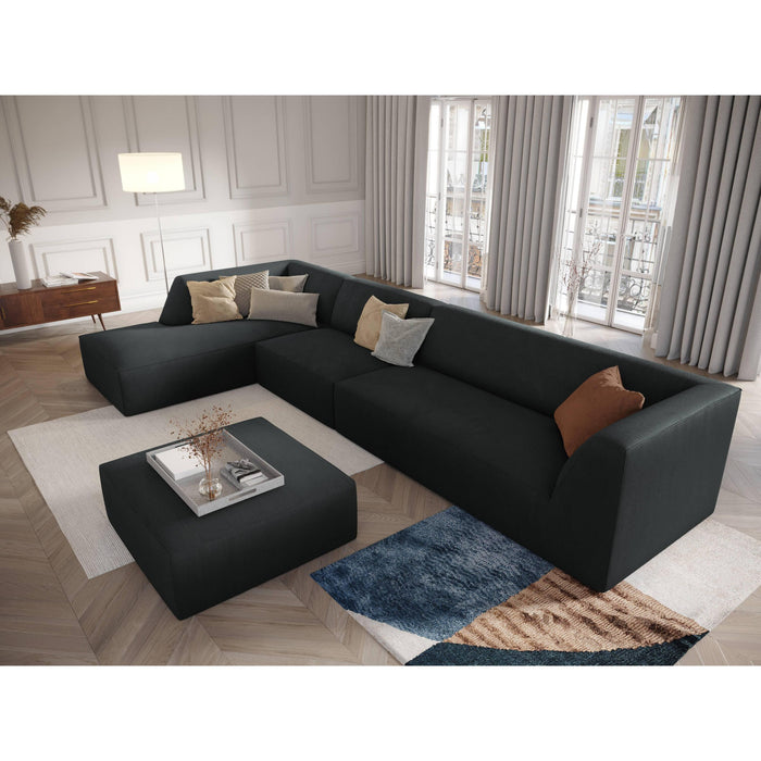 Windsor & Co Sao Hoekbank met Chaise Longue Links - 5-zits - Ribstof - Zwart