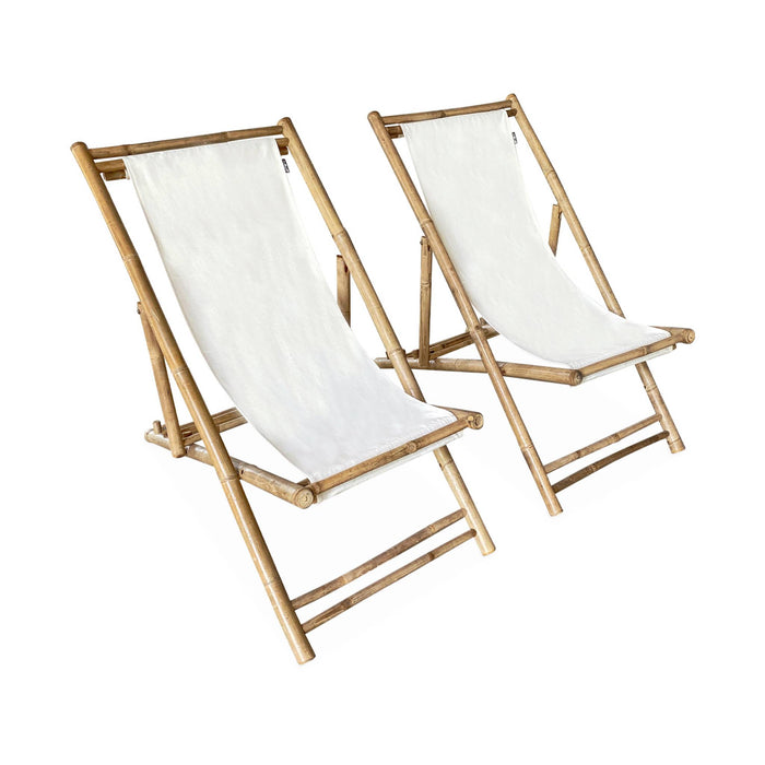 sweeek - Strandstoel, opvouwbaar katoenen canvas, 110xB60xH94cm, set