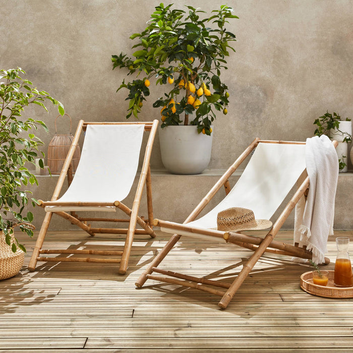 sweeek - Strandstoel, opvouwbaar katoenen canvas, 110xB60xH94cm, set