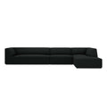Windsor & Co Sao Hoekbank met Chaise Longue Rechts - 5-zits - Ribstof - Zwart