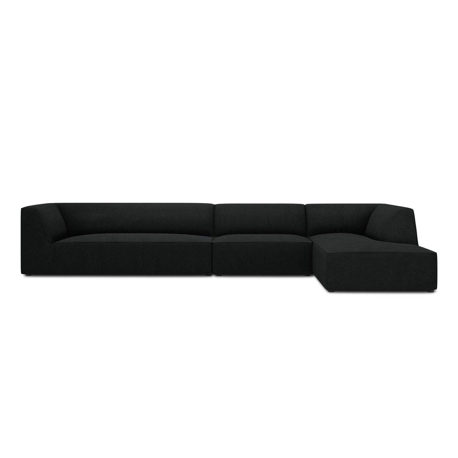 Windsor & Co Sao Hoekbank met Chaise Longue Rechts - 5-zits - Ribstof - Zwart