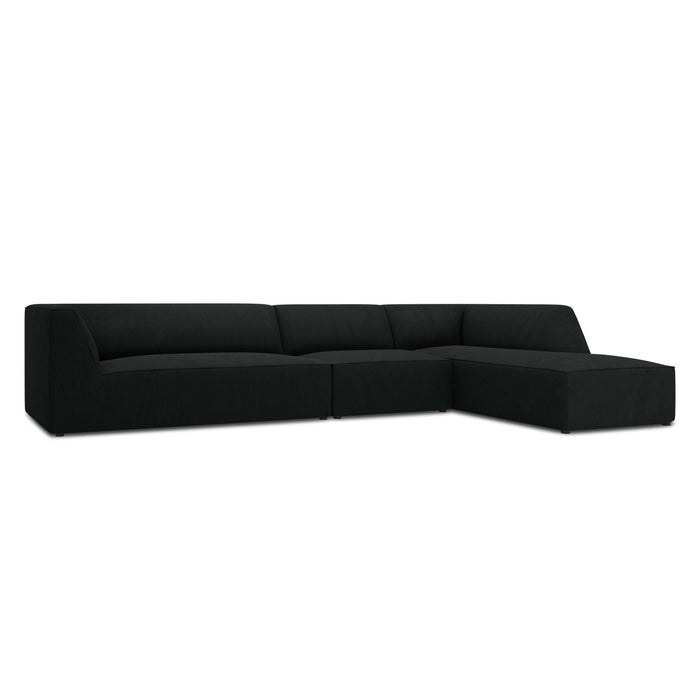 Windsor & Co Sao Hoekbank met Chaise Longue Rechts - 5-zits - Ribstof - Zwart