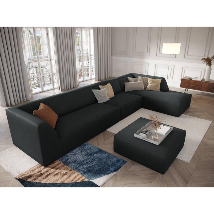 Windsor & Co Sao Hoekbank met Chaise Longue Rechts - 5-zits - Ribstof - Zwart