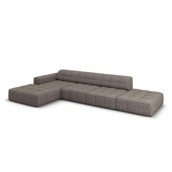 Cosmopolitan Design Chicago Hoekbank met Chaise Longue Links - Rechts Open - Chenille - Lichtgrijs