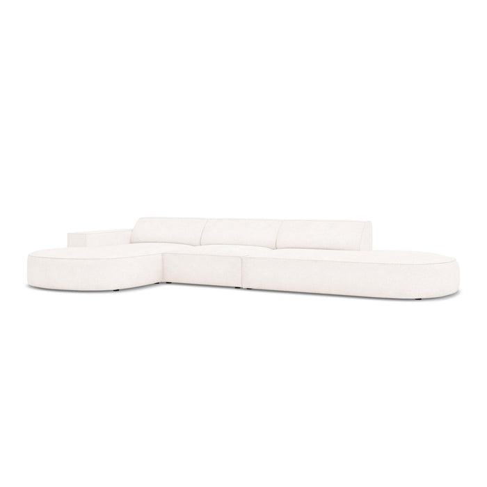 Micadoni Jodie Hoekbank Links Afgerond - Rechts Open 5-zits - Bouclé - Wit