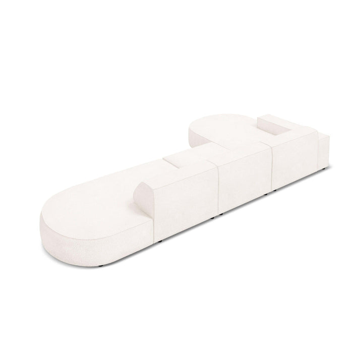 Micadoni Jodie Hoekbank Links Afgerond - Rechts Open 5-zits - Bouclé - Wit