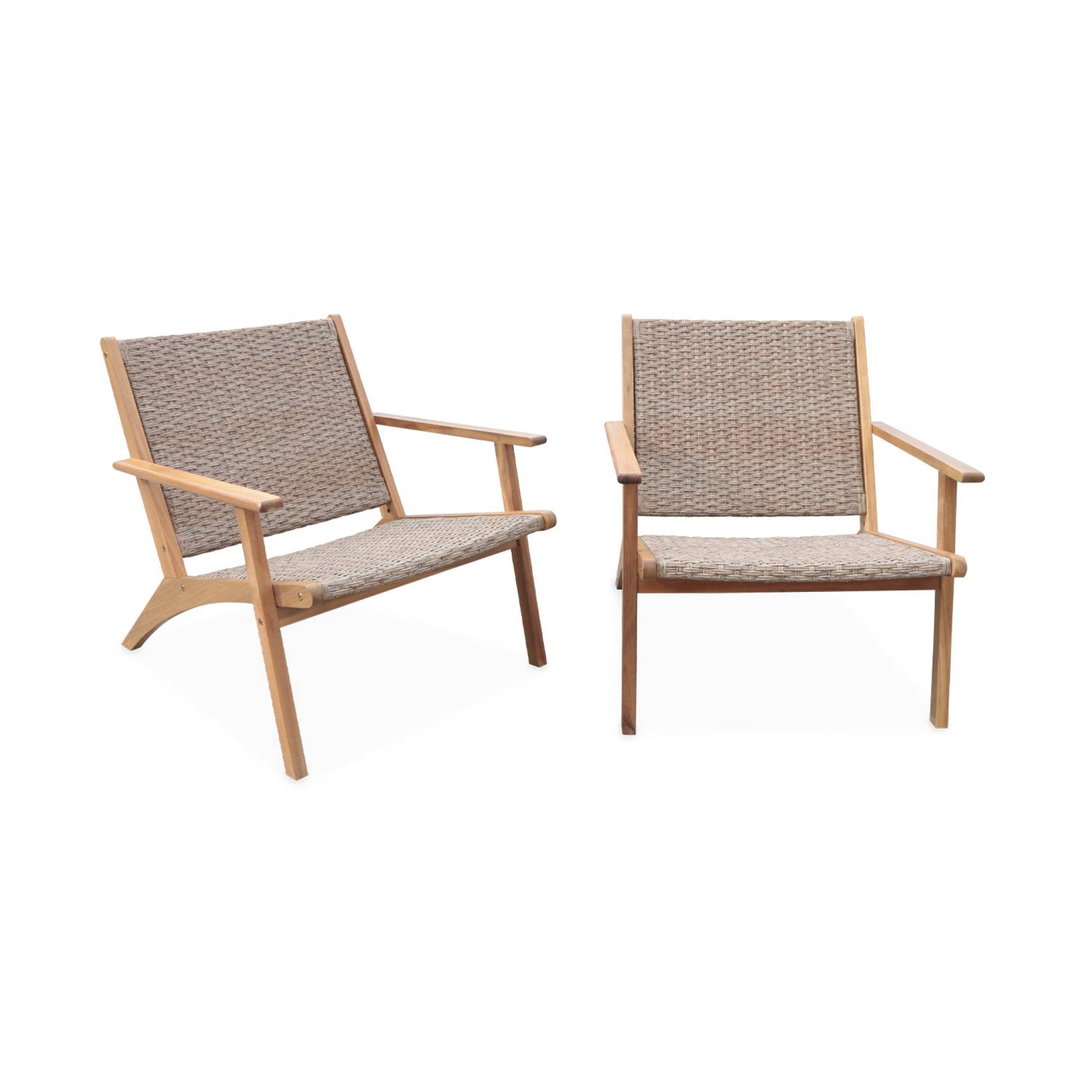 sweeek - Set van 2 fauteuils van acaciahout en hars