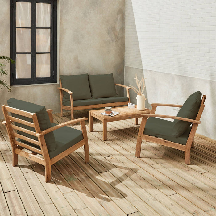 sweeek - Houten loungeset, 4 zitplaatsen