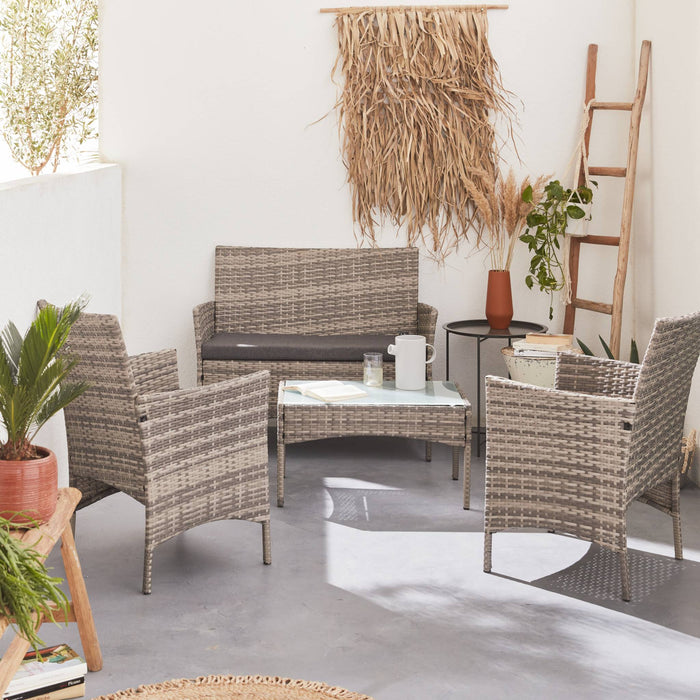 sweeek - Tuinmeubelset van wicker, 4-zits