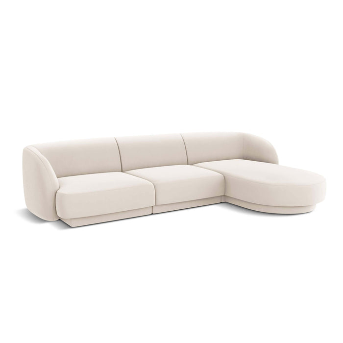 Micadoni Miley Hoekbank met Chaise Longue Rechts - Velvet - Crème