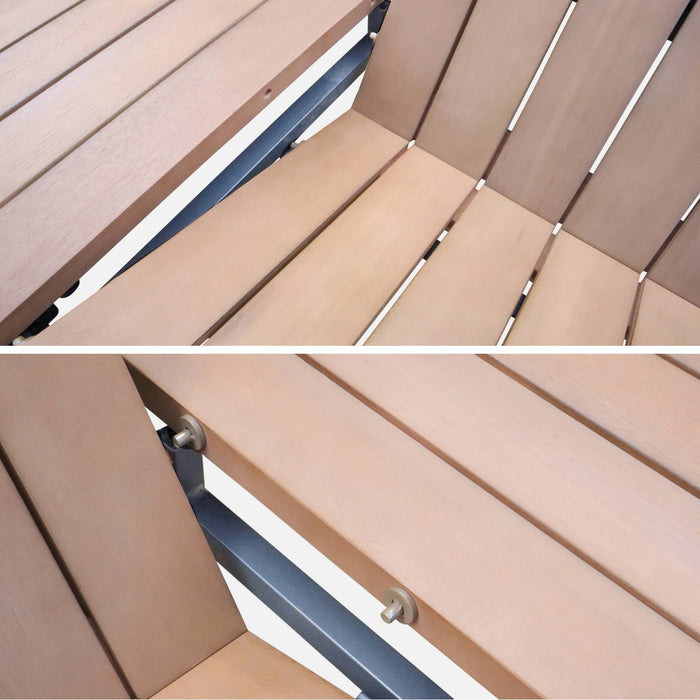 sweeek - Houten en aluminium tuinset, tuintafel + 8 fauteuils