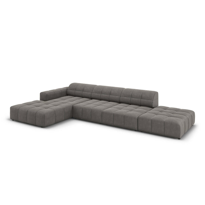 Cosmopolitan Design Chicago Hoekbank met Chaise Longue Links - Rechts Open - Velvet - Lichtgrijs