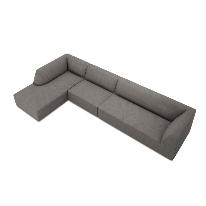 Windsor & Co Sao Hoekbank met Chaise Longue Links - 5-zits - Ribstof - Lichtgrijs