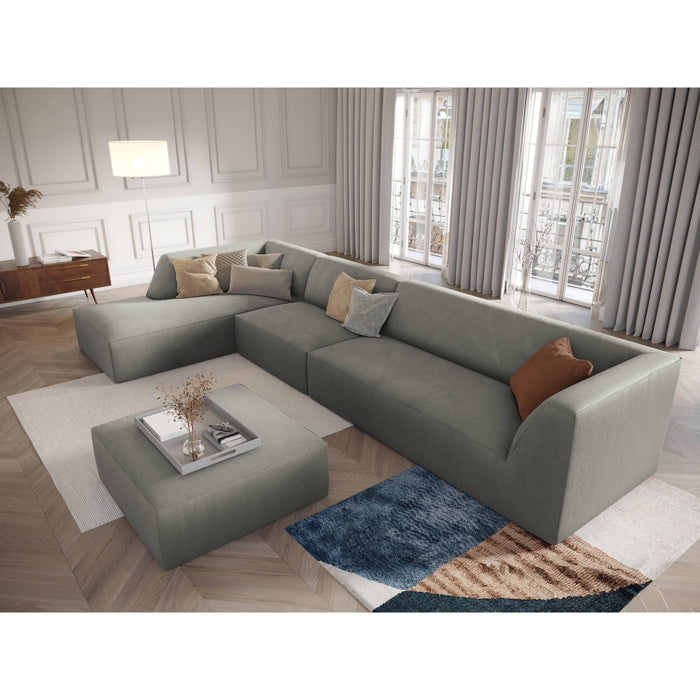 Windsor & Co Sao Hoekbank met Chaise Longue Links - 5-zits - Ribstof - Lichtgrijs