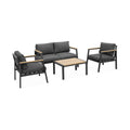 sweeek - Loungeset, 4-zits, 1 bank, 2 fauteuils, 1 salontafel