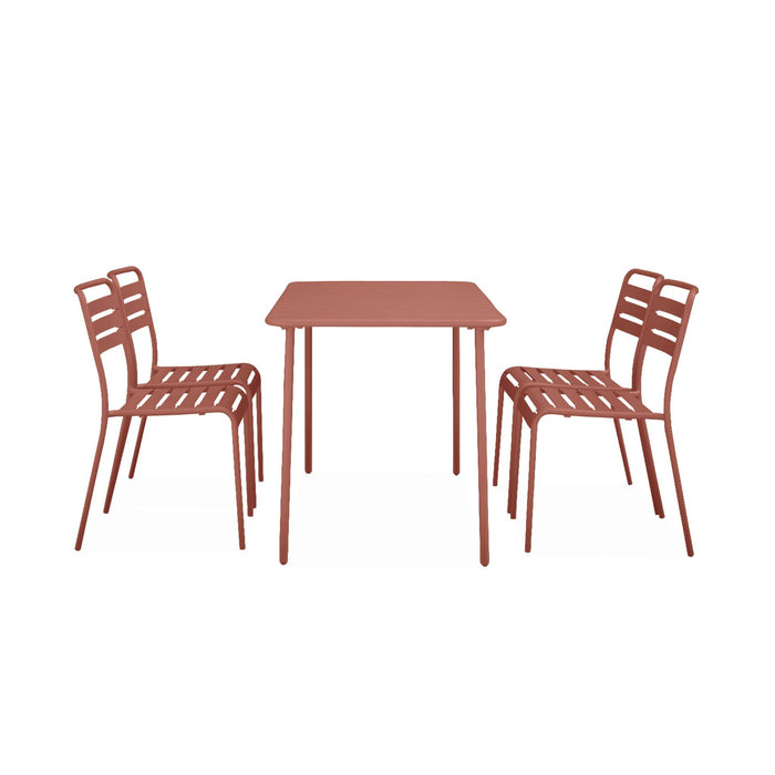 sweeek - Metalen tuintafel, 4 stoelen