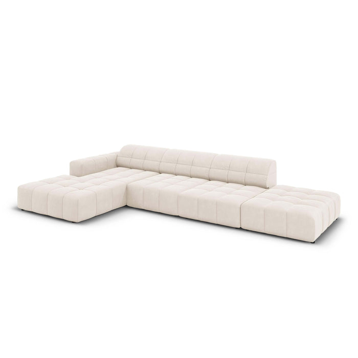 Cosmopolitan Design Chicago Hoekbank met Chaise Longue Links - Rechts Open - Velvet - Crème