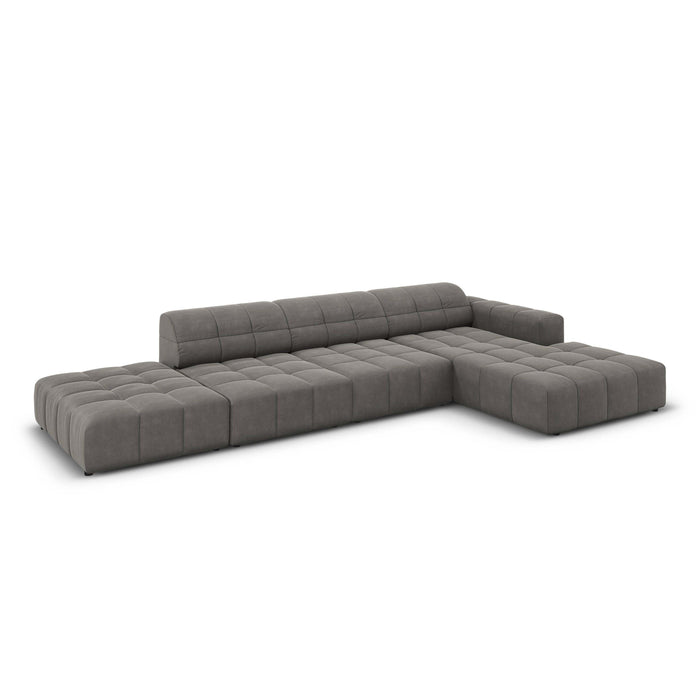 Cosmopolitan Design Chicago Hoekbank met Chaise Longue Rechts - Links Open - Velvet - Grijs