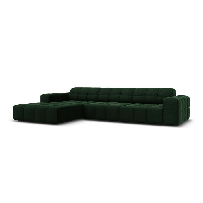 Cosmopolitan Design Chicago Hoekbank met Chaise Longue Links - Velvet - Flessengroen