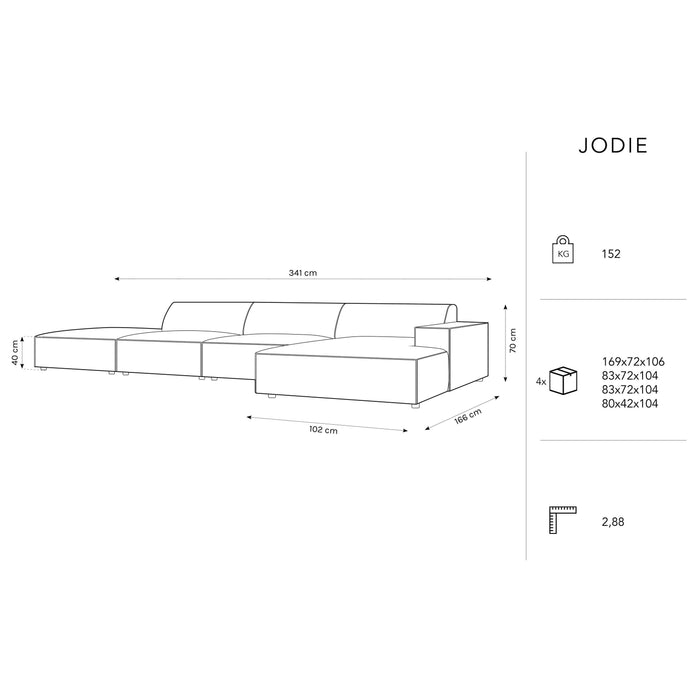 Micadoni Jodie Hoekbank Rechts - Links Open 5-zits - Chenille - Donkerblauw