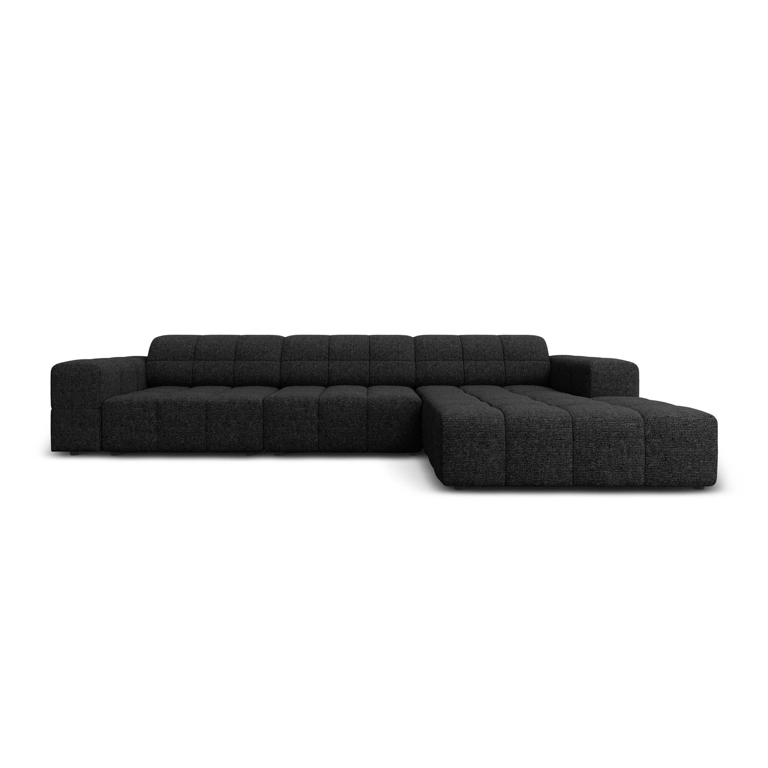 Cosmopolitan Design Chicago Hoekbank met Chaise Longue Rechts - Chenille - Zwart