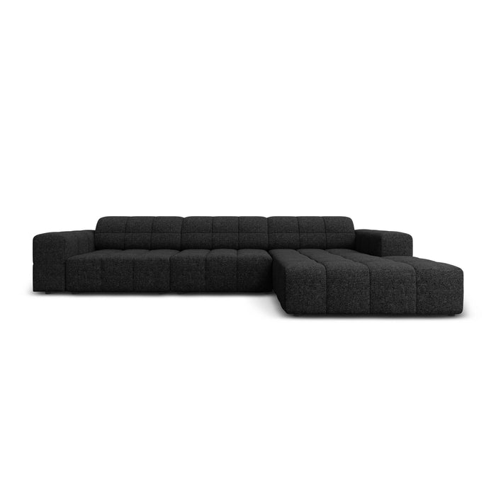 Cosmopolitan Design Chicago Hoekbank met Chaise Longue Rechts - Chenille - Zwart