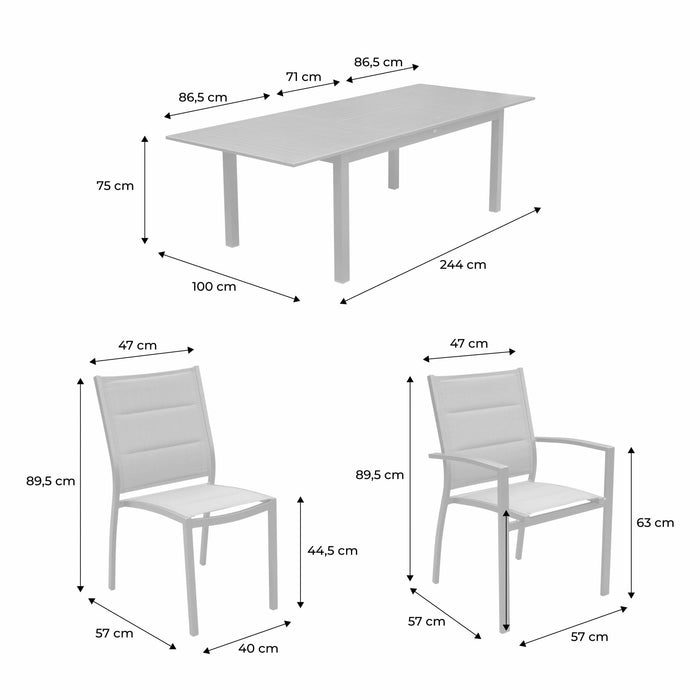 sweeek - Aluminium tuinset 8 plaatsen, uitschuifbaar