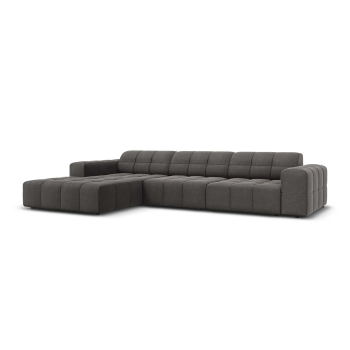 Cosmopolitan Design Chicago Hoekbank met Chaise Longue Links - Velvet - Donkergrijs