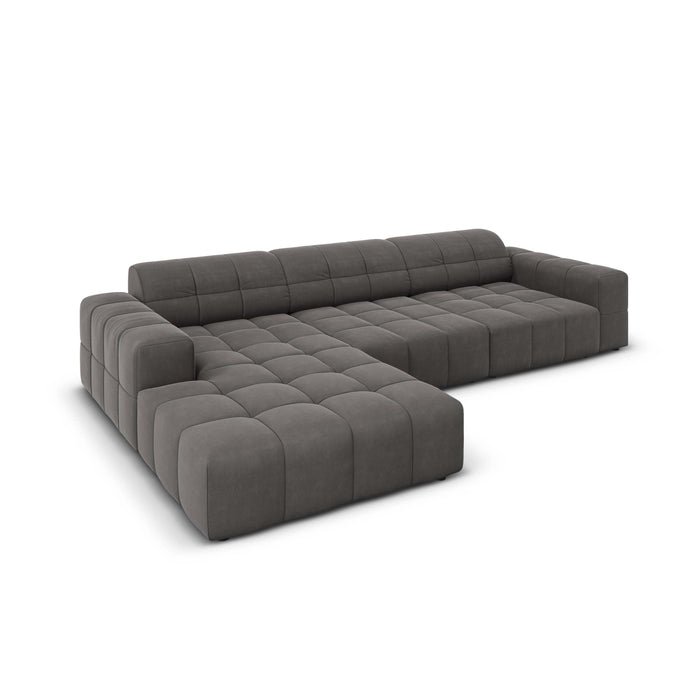 Cosmopolitan Design Chicago Hoekbank met Chaise Longue Links - Velvet - Donkergrijs