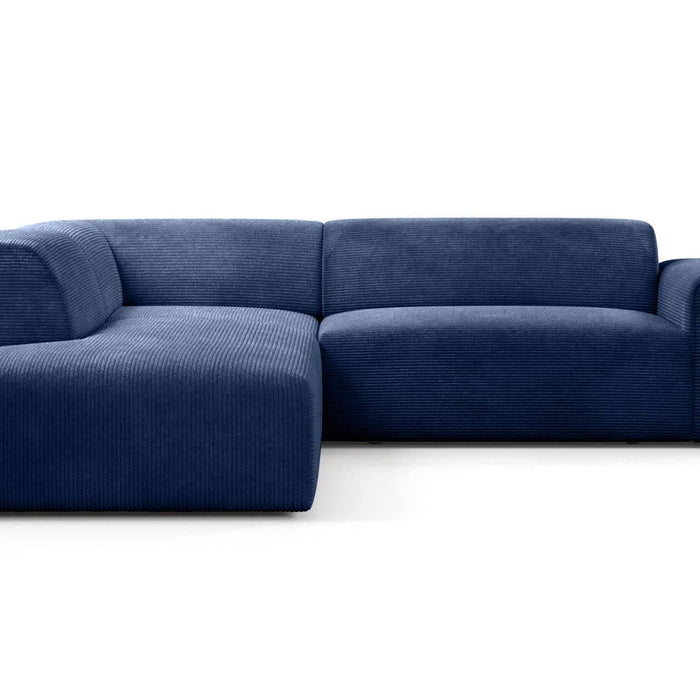 NADUVI Collection Nina Big Hoekbank Links - Ribstof - Donkerblauw