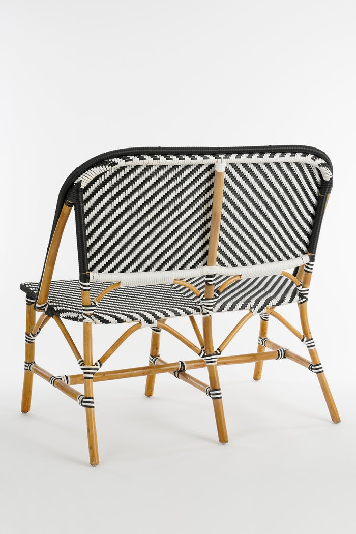 Mica Decorations Mandox Bank - L98 x B60 x H93 cm - Rotan - Zwart, Wit