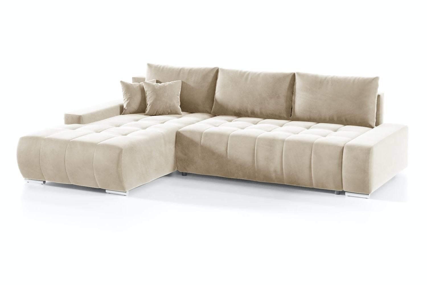 NADUVI Collection Hoekbank Olivia links velvet met slaapfunctie