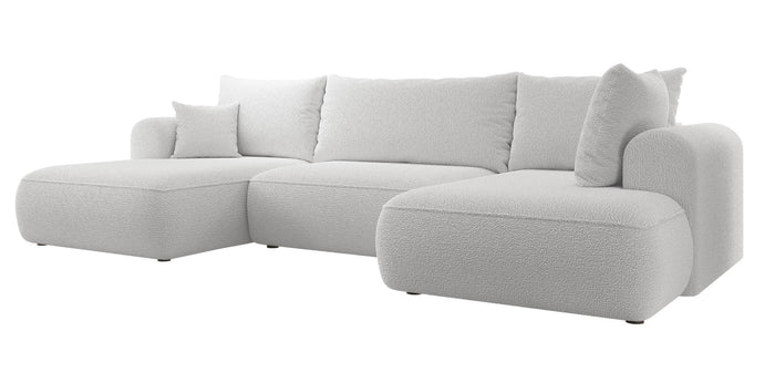 NADUVI Collection Philipa U-bank Rechts met Slaapfunctie - Bouclé - Lichtgrijs