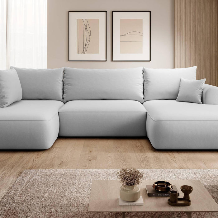 NADUVI Collection Philipa U-bank Links met Slaapfunctie - Velvet - Grijs