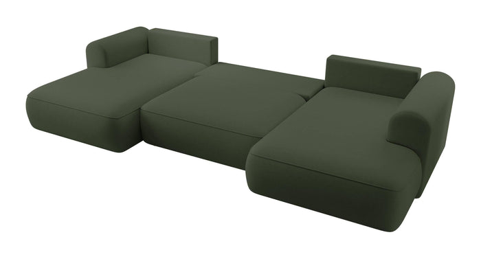 NADUVI Collection Philipa U-bank Rechts met Slaapfunctie - Velvet - Donkergroen