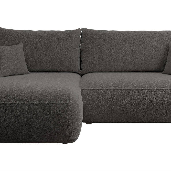 NADUVI Collection Philipa Hoekbank Links met Slaapfunctie - Bouclé - Antraciet