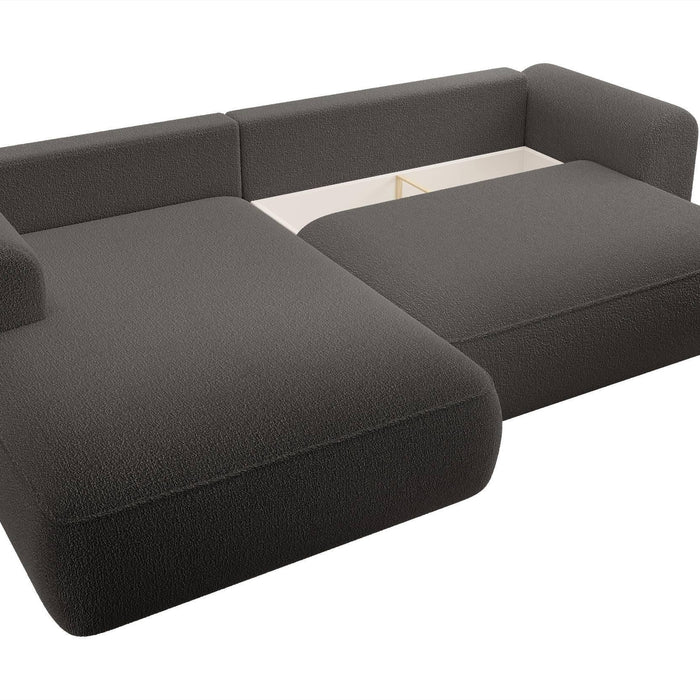 NADUVI Collection Philipa Hoekbank Links met Slaapfunctie - Bouclé - Antraciet