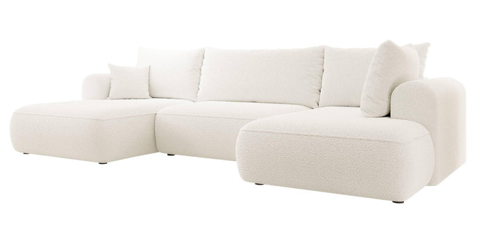 NADUVI Collection Philipa U-bank Rechts met Slaapfunctie - Bouclé - Crème