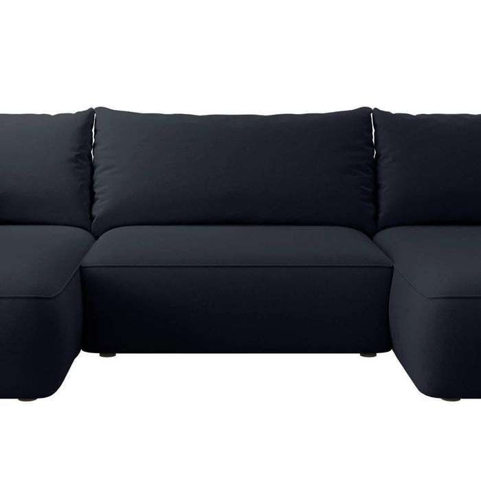 NADUVI Collection Philipa U-bank Rechts met Slaapfunctie - Velvet - Donkerblauw