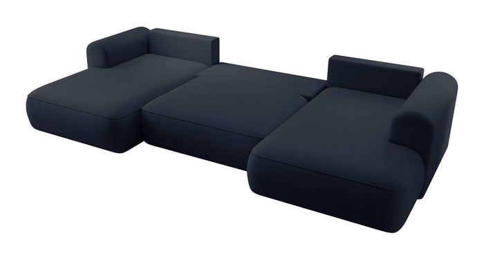 NADUVI Collection Philipa U-bank Rechts met Slaapfunctie - Velvet - Donkerblauw