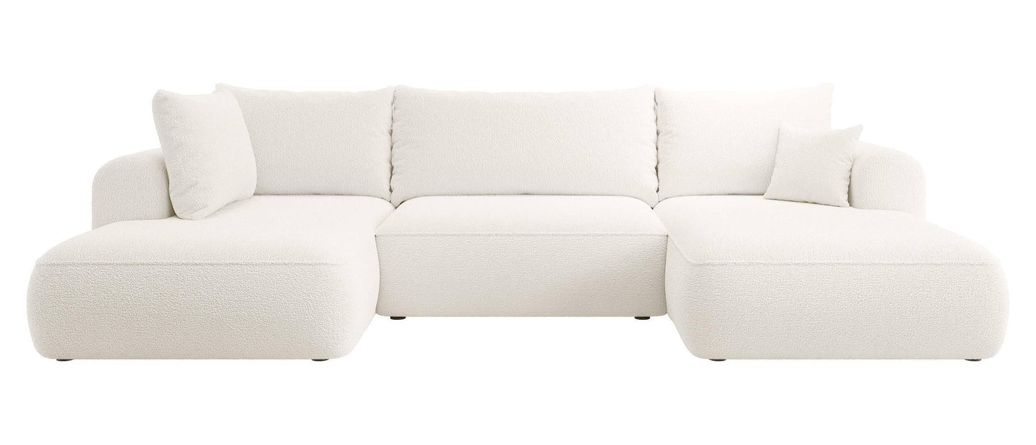 NADUVI Collection Philipa U-bank Links met Slaapfunctie - Bouclé - Crème