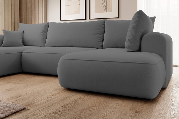 NADUVI Collection Philipa U-bank Rechts met Slaapfunctie - Velvet - Donkergrijs